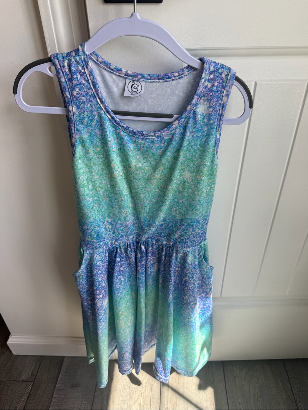 Girls Dot Dot Smile Blue-Green Sparkle Mermaid Kids Dress